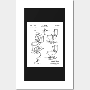 Toilet Seat Patent - Housewarming Bathroom Art - White Posters and Art